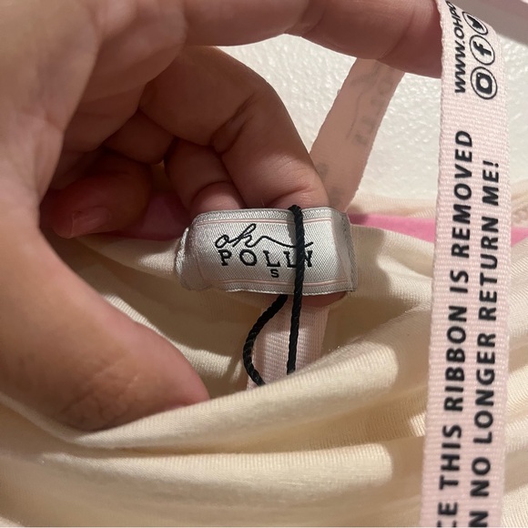 New Oh Polly The Elsa Modal Off-Shoulder Ruched Mini Dress in Ivory Small - Picture 10 of 11